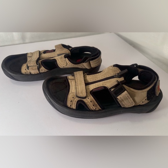 Footjoy Sport Sandals Men's 7m Brown Hook & Loop/zipper Flat Heel Spikes Golf - Picture 2 of 5